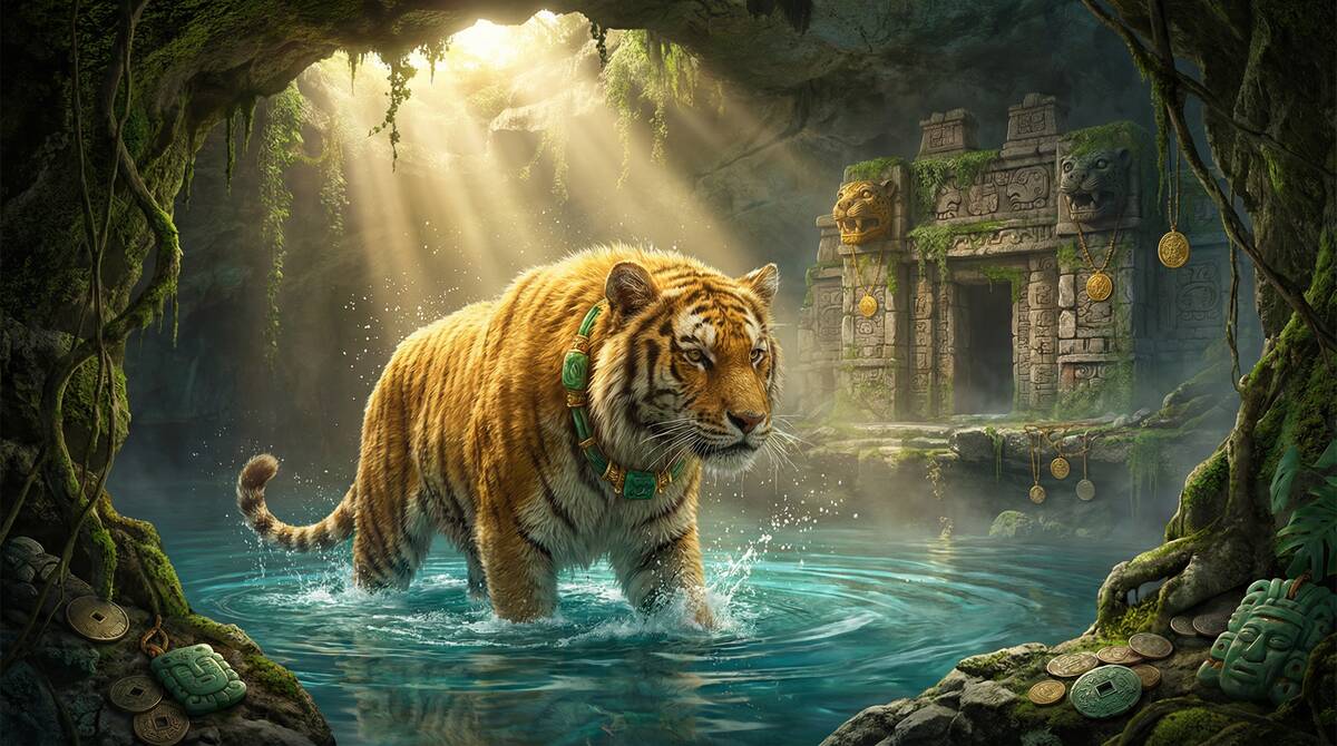 Fortune Tiger en NetBet Casinos - Tigre dorado en cenote maya